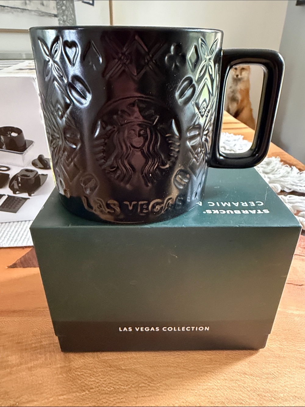 Starbucks Black Embossed Las Vegas Ceramic Mug